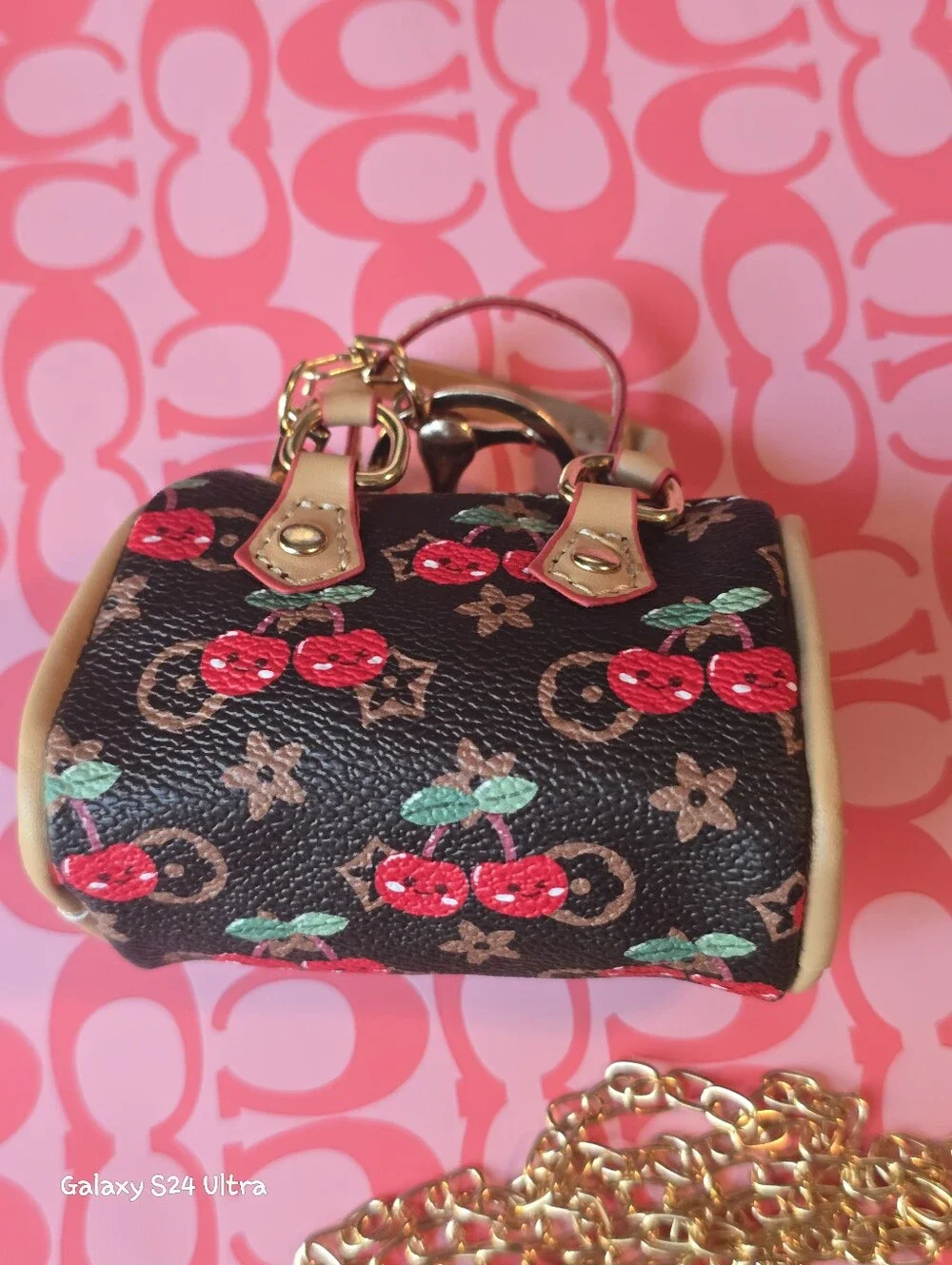 Cherry Mini Coin Purse Bag Charm/ Keychain NEW